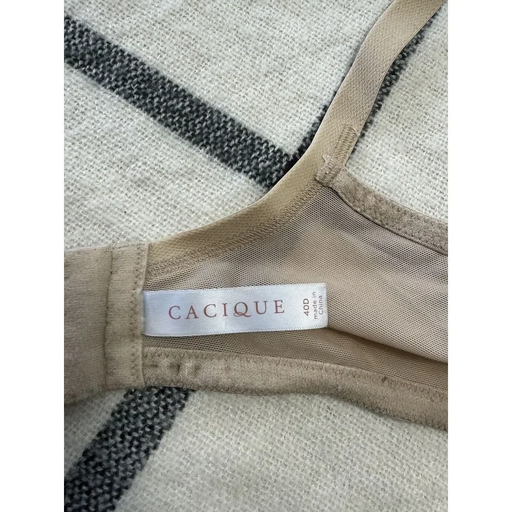 Cacique 40D Balconette Bra‎ Women Beige Underwire Lightly Padded Mesh Wings